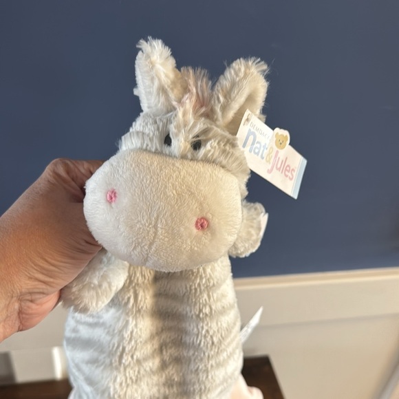 Nat and Jules Cozies Zebra Pink Grey Flat Plush Stuffed Animal Security Lovey - Picture 2 of 6